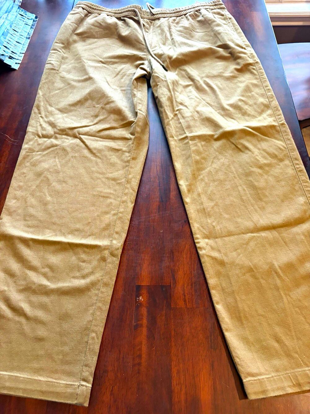Goodfellow & Co Men’s Tan L Twill Cotton Pants Relaxed Straight Drawstring